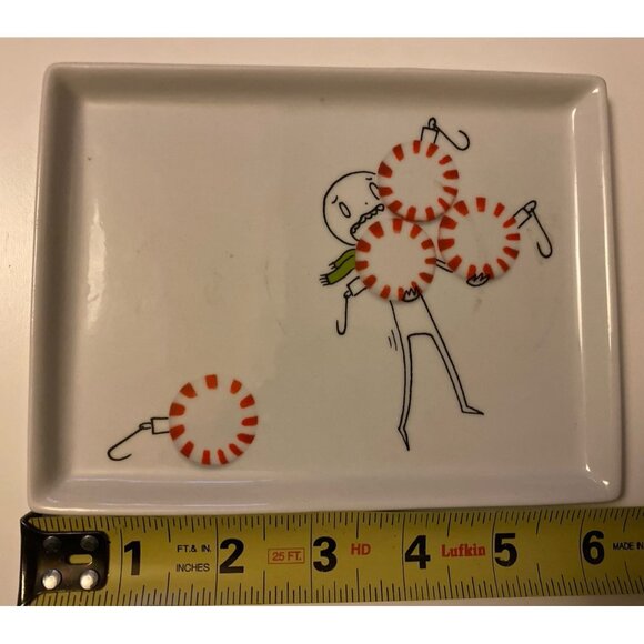 Crate & Barrel CB2 Oliver Peppermint Drops 2012 Xmas Rectangle Appetizer Plate - Picture 3 of 5